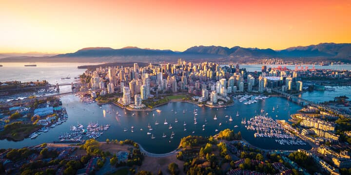 Aerial view of Vancouver skyline