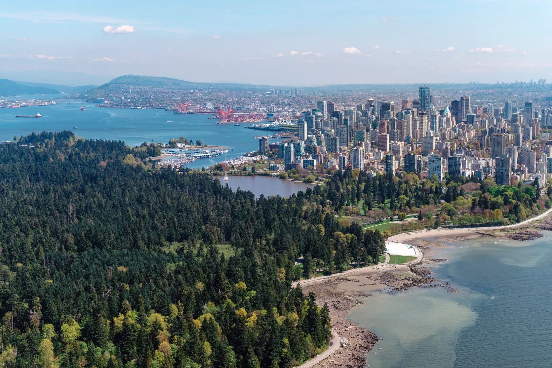 Stanley Park seawall at sunset